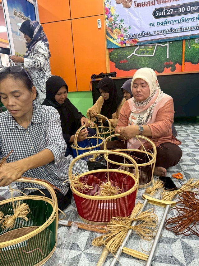 โครงการส่งเสริมและสนับสนุนการฝึกอาชีพคนพิการและผู้ดูแลคนพิการ (การสานตะกร้าหวายเทียม)